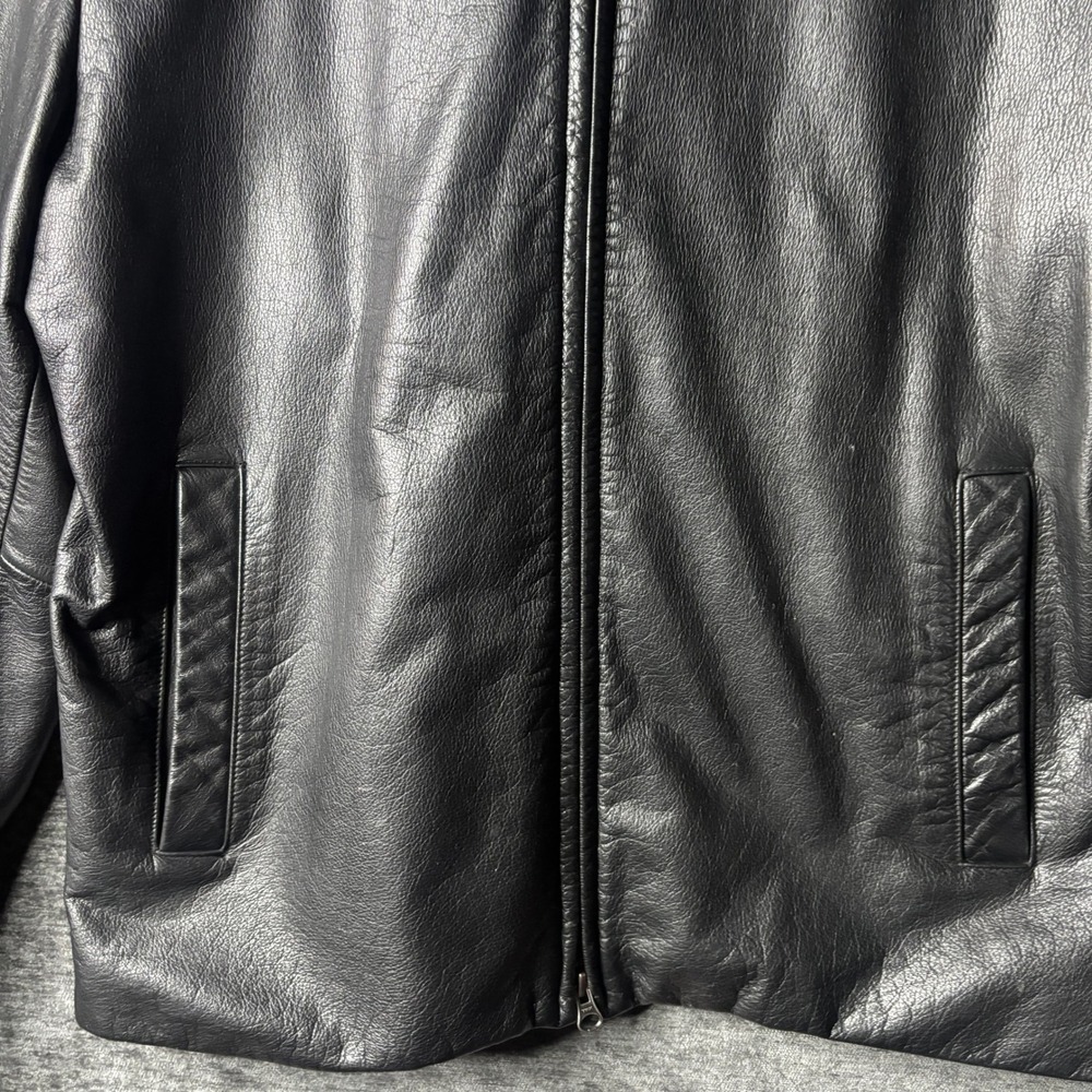 Banana Republic Mens Black Leather Jacket Full Zip Lined Medium Moto Motorcycle - Picture 5 of 12